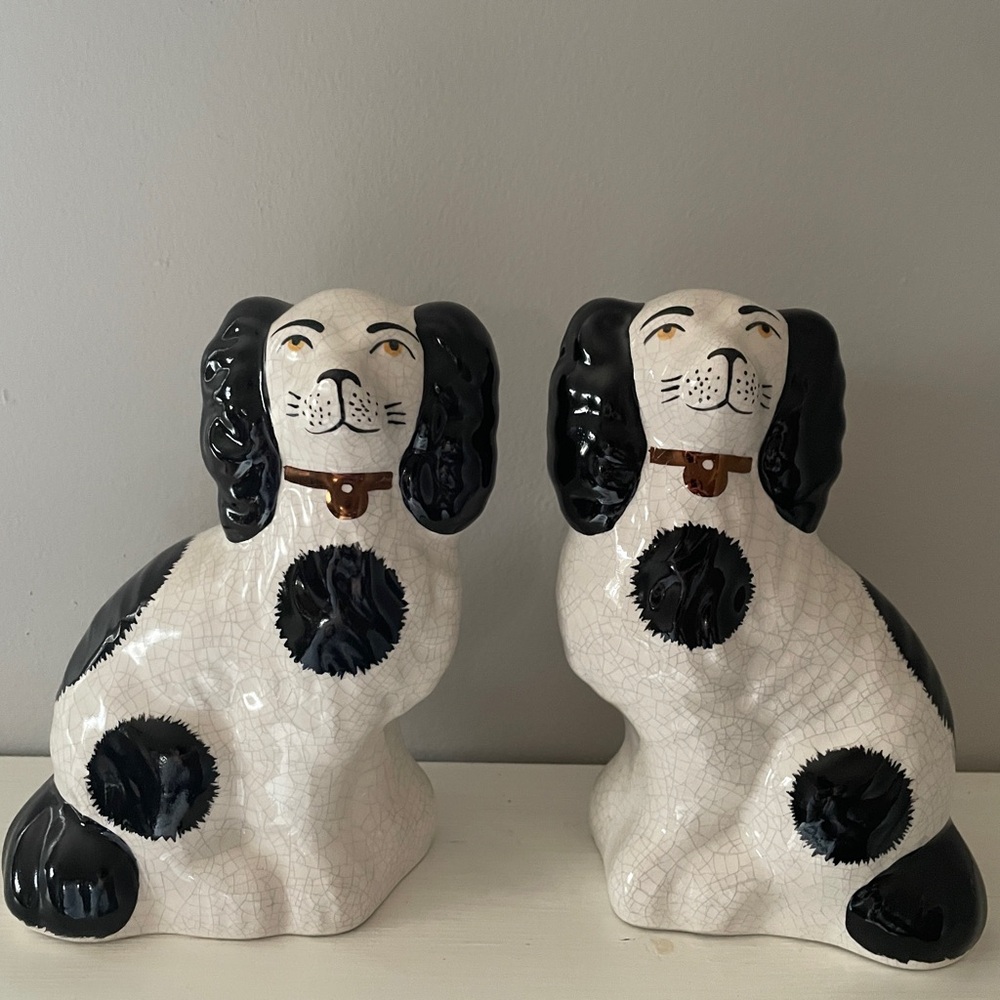 Rare Staffordshire Set of Ceramic Dogs Made in England